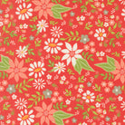 Poinsettia & Pear floral fabric by Sherri & Chelsi for Moda Fabrics with red poinsettias and pears pattern