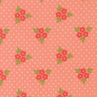 Poinsettia & Pear Bouquet fabric with floral and holiday-themed prints in red, green, pink, and grey by Sherri & Chelsi for Moda Fabrics