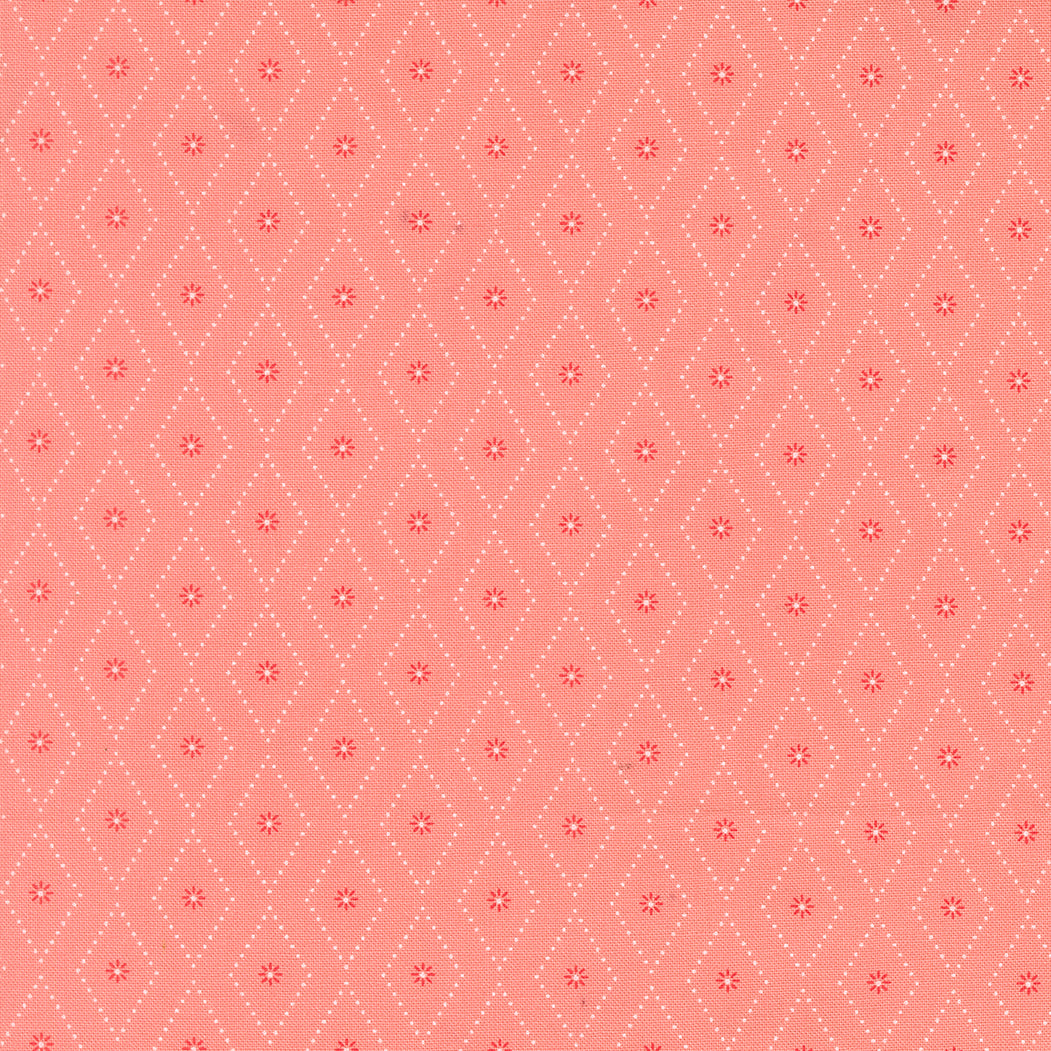 Poinsettia & Pear Argyle Blender Carnation fabric by Sherri & Chelsi for Moda Fabrics in red, green, pink, and grey tones