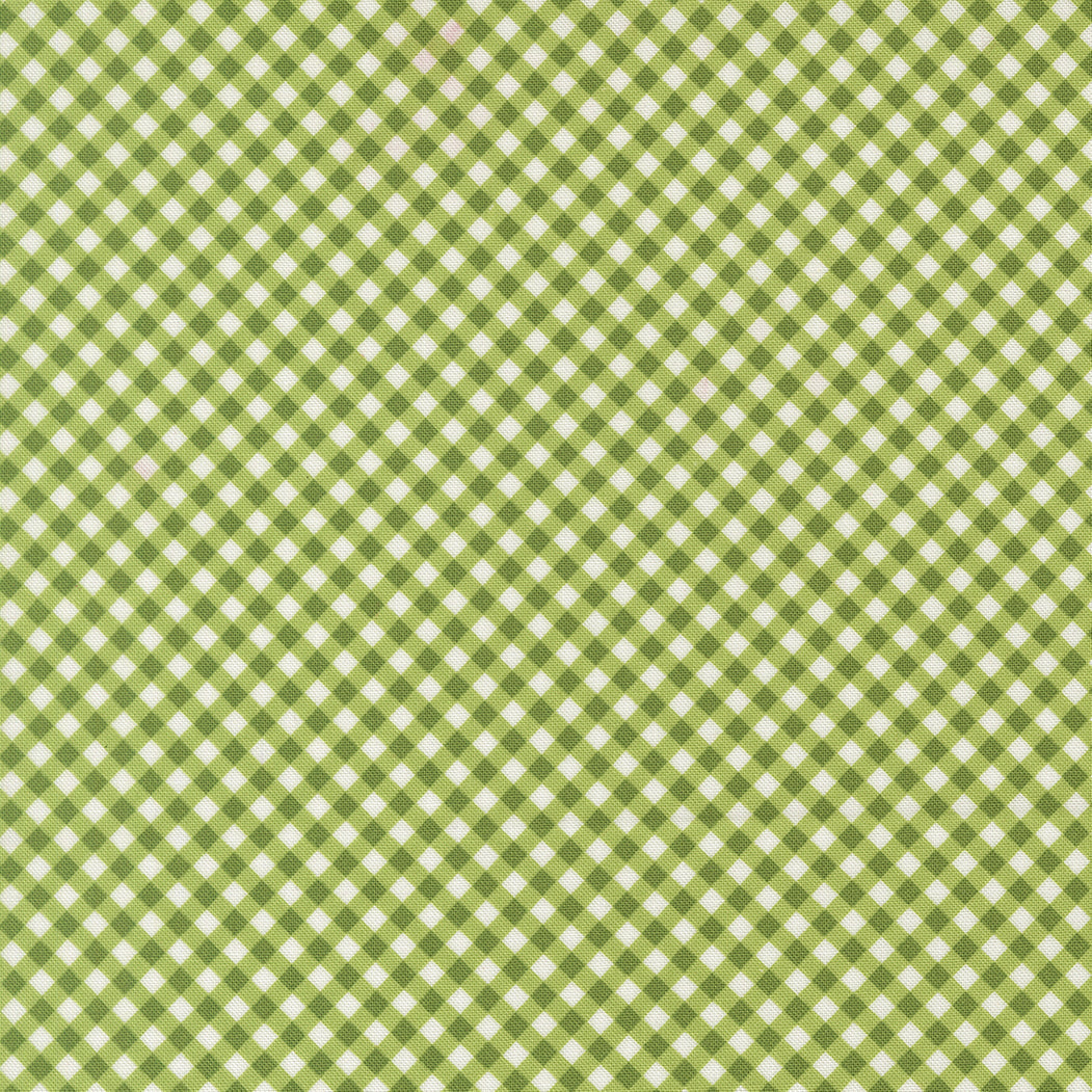 Poinsettia & Pear Gingham fabric by Sherri & Chelsi in fresh grass green by Moda Fabrics