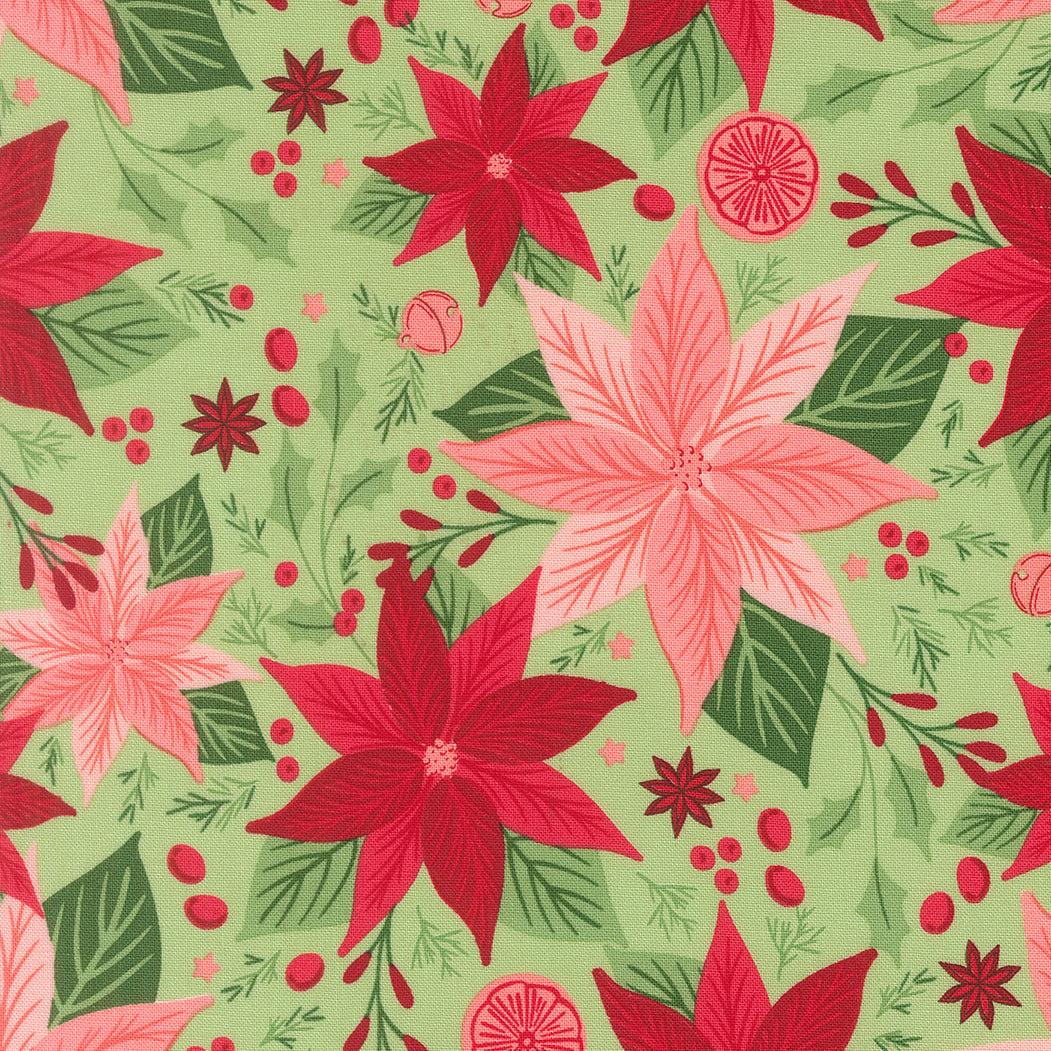 Sweetfire Road Merrily On High poinsettia and evergreen fabric by Moda Fabrics