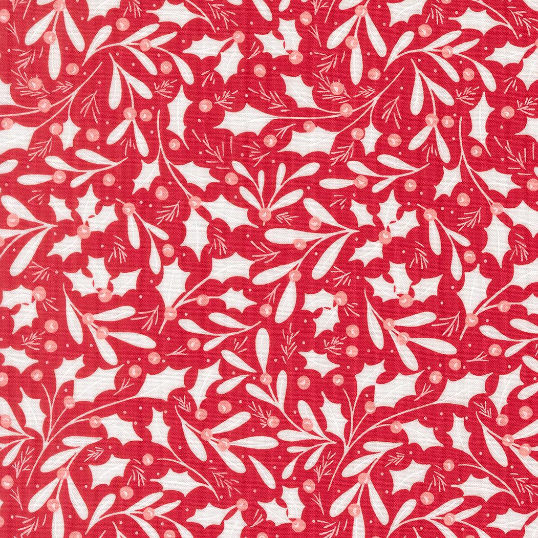 Sweetfire Road Merrily On High Christmas fabric with gingerbread, candy canes, poinsettias, holly, and snowflakes