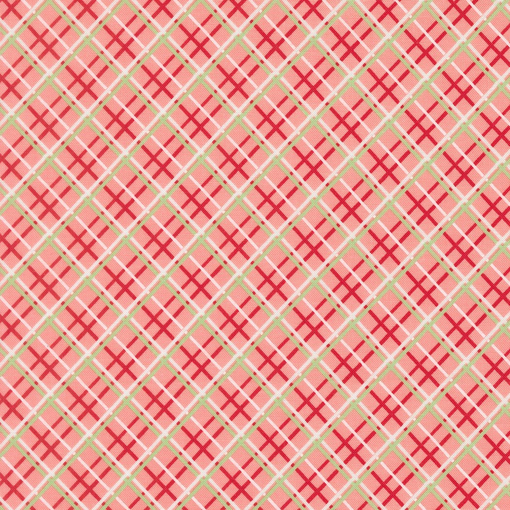 Merrily On High Pretty Plaid Blush fabric by Sweetfire Road for Christmas quilting and crafts
