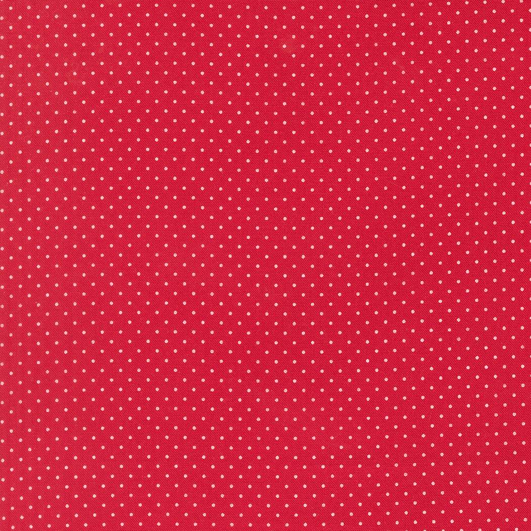 Sweetfire Road Merrily On High Festive Dot Christmas red fabric with holiday motifs by Moda Fabrics