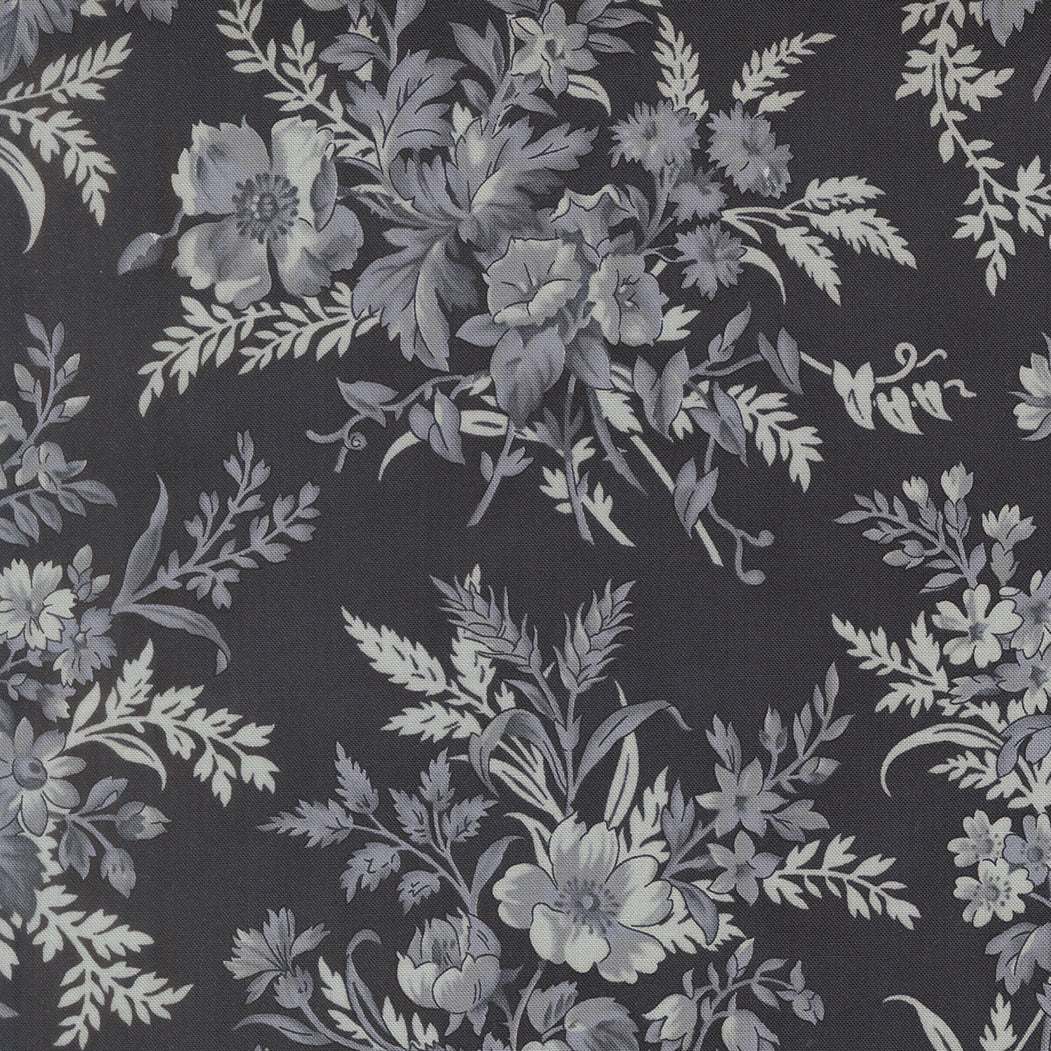 Breathtaking Blues fabric by 3 Sisters featuring soft sky tones, deep navy, and delicate florals from Moda Fabrics
