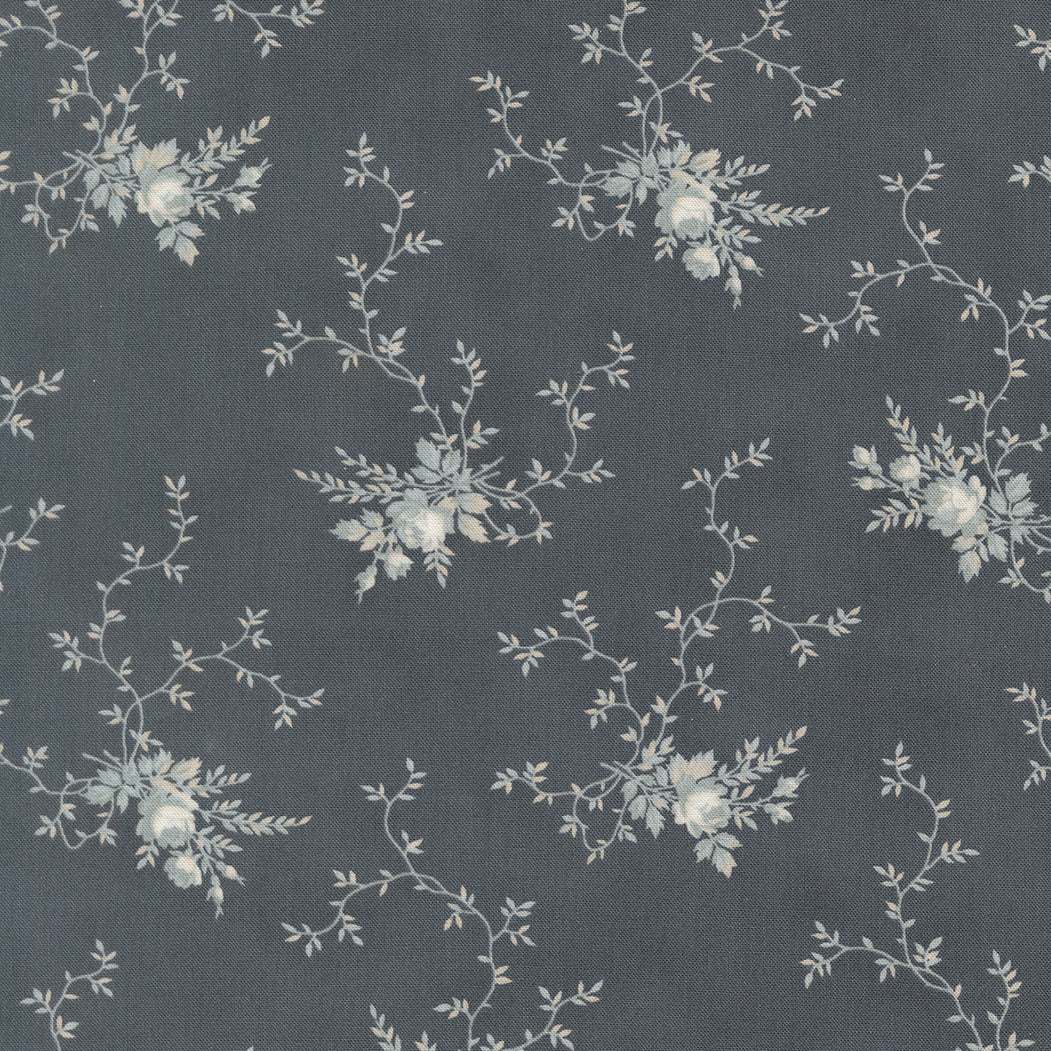 Breathtaking Blues Rose Garden fabric with soft sky tones and deep navy florals by 3 Sisters for Moda Fabrics