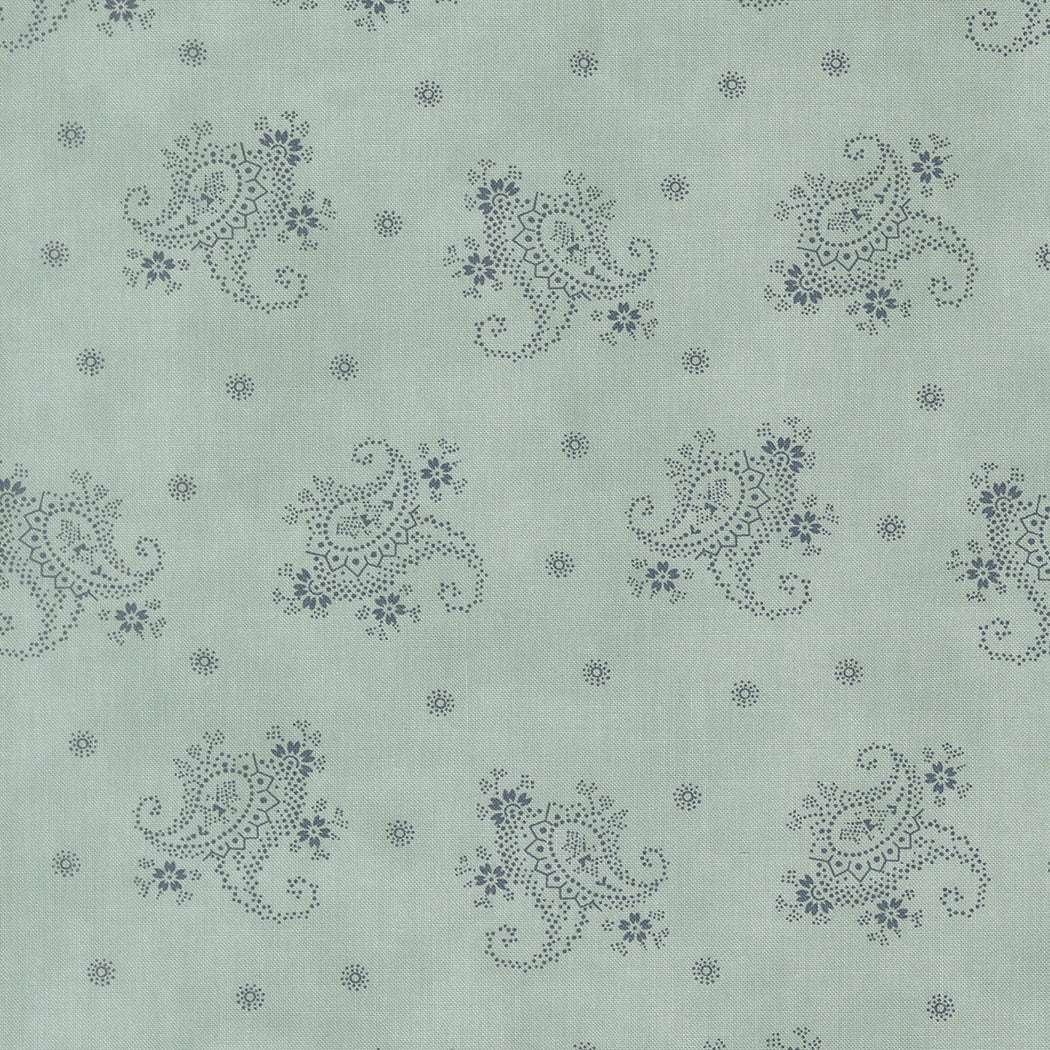 Breathtaking Blues paisley fabric in soft sky and navy tones by 3 Sisters for Moda Fabrics
