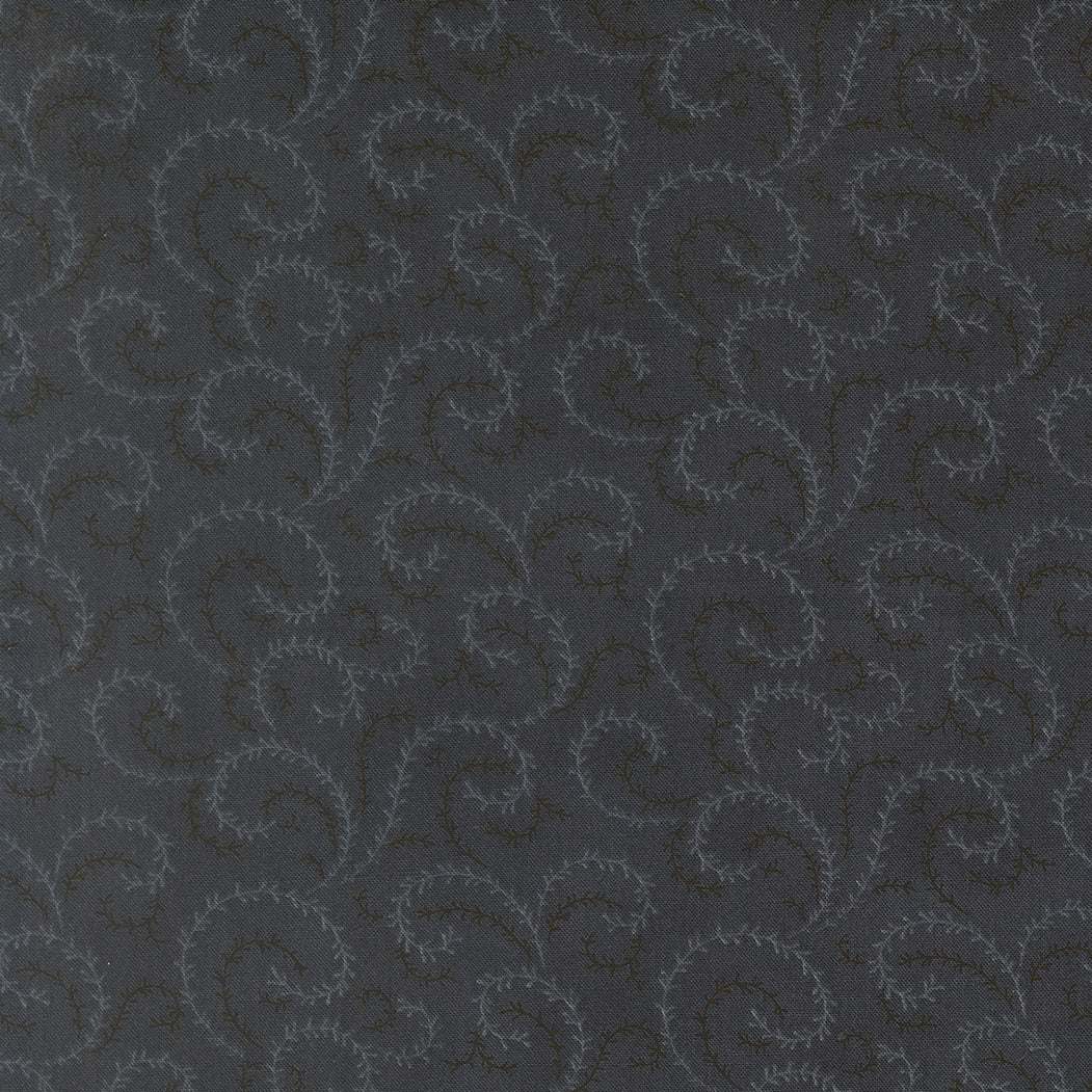Breathtaking Blues Vine fabric by 3 Sisters in midnight blue with floral design