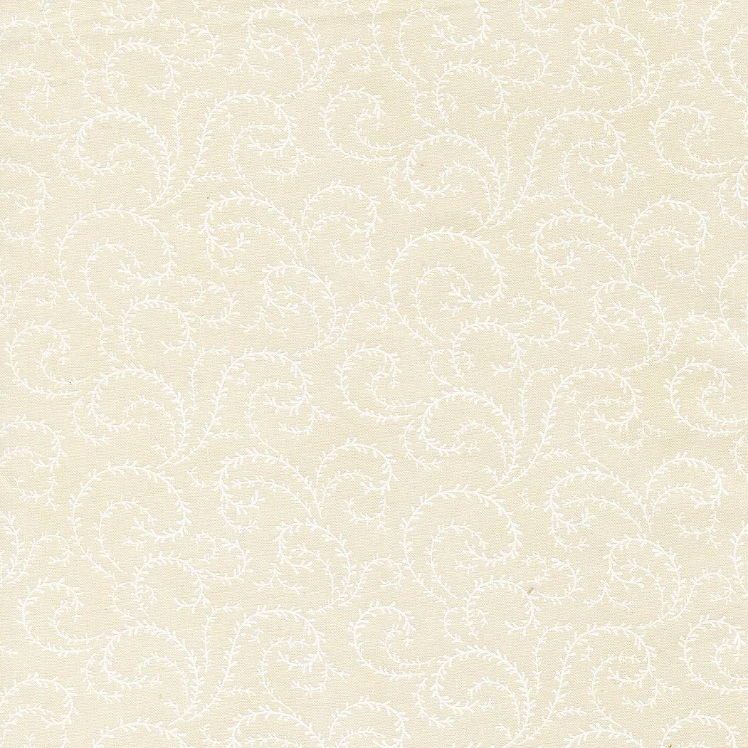 Breathtaking Blues Vine Porcelain White fabric by 3 Sisters for Moda Fabrics with soft blue floral design