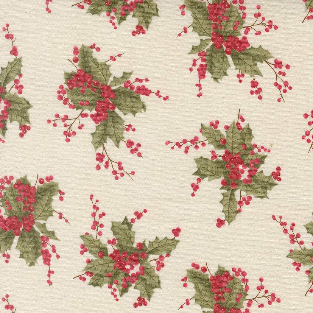 Candlelight Christmas Holly Berry Cream fabric by 3 Sisters for Moda Fabrics, sold in 1/2 yard increments