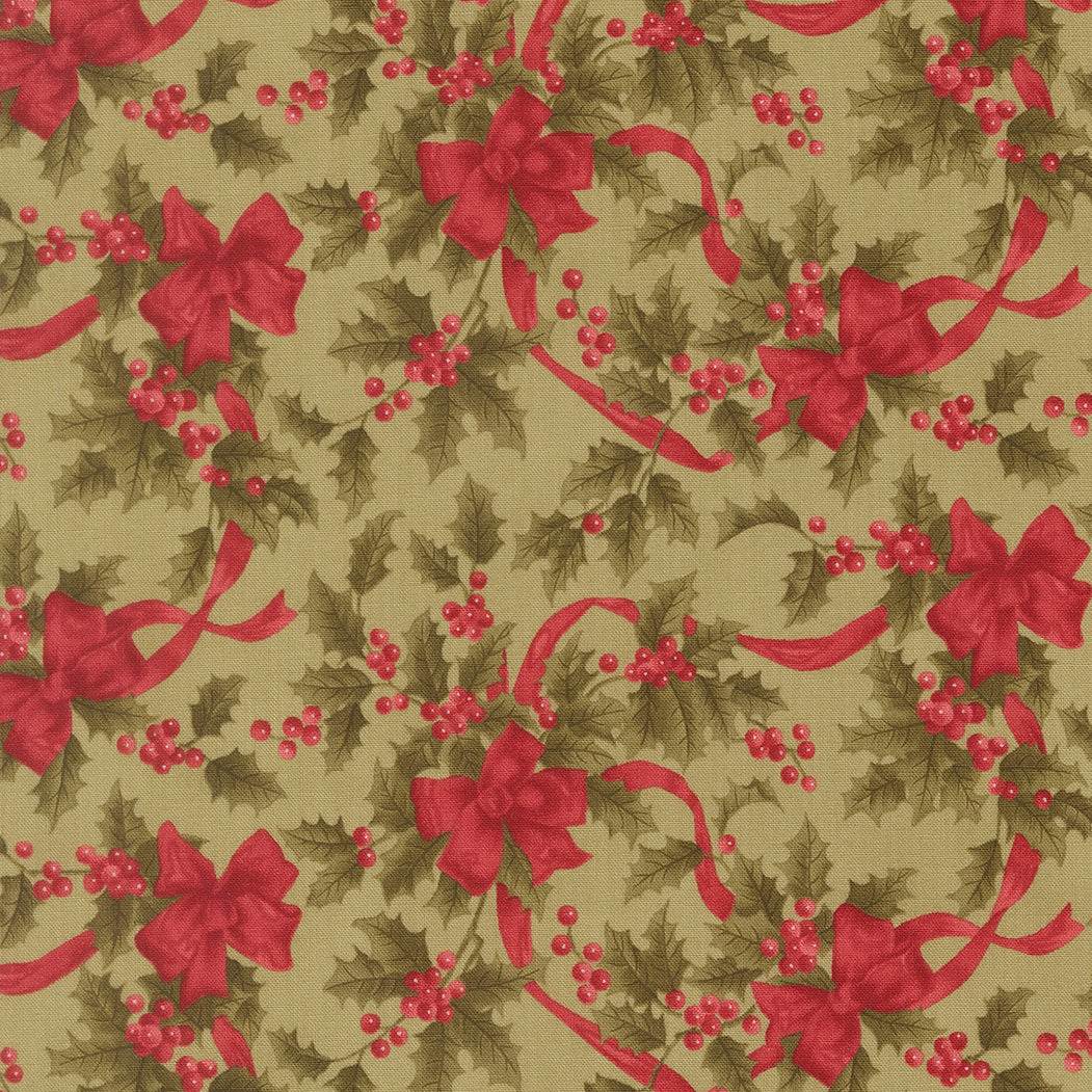Candlelight Christmas fabric with sage Christmas bows by 3 Sisters for Moda Fabrics
