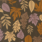 Windfall Leaf Fall fabric pattern with dark moss background and autumn leaves by Stephanie Sliwinski for Moda Fabrics