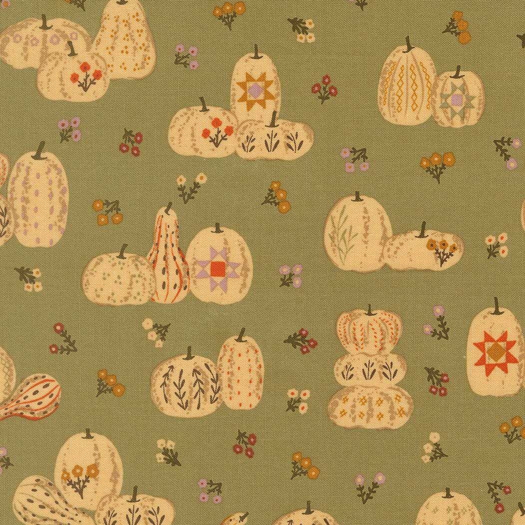 Windfall Pumpkin Patches fabric by Stephanie Sliwinski featuring autumn pumpkins and sunflowers for Moda Fabrics