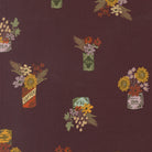 Windfall Vintage Flower Jars fabric by Stephanie Sliwinski featuring autumn-inspired floral jars in merlot tones