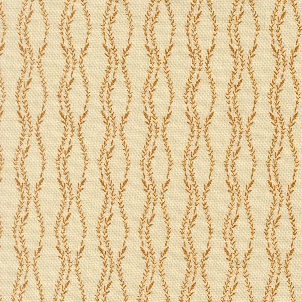 Windfall Vine Stripe eggshell fabric by Stephanie Sliwinski for Moda Fabrics showing autumn-inspired vine and stripe pattern