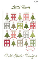 Little Town Quilt Pattern featuring cottages and pine trees by Chelsi Stratton Designs, 61" x 65.5" Christmas quilt pattern