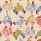 The Henhouse Tossed Chickens fabric by Gingiber for Moda Fabrics with playful chicken and chick patterns on a cloud background
