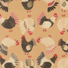 The Henhouse Tossed Chickens Hay fabric by Gingiber featuring rustic chicken and hay design