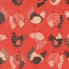 The Henhouse Tossed Chickens fabric by Gingiber in tomato red for Moda Fabrics
