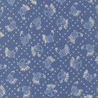 The Henhouse Crossed Stitch fabric with cobalt blue chickens by Gingiber for Moda Fabrics