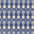 The Henhouse Flower Plaid Cobalt fabric by Gingiber for Moda Fabrics, featuring rustic country charm and playful barnyard designs