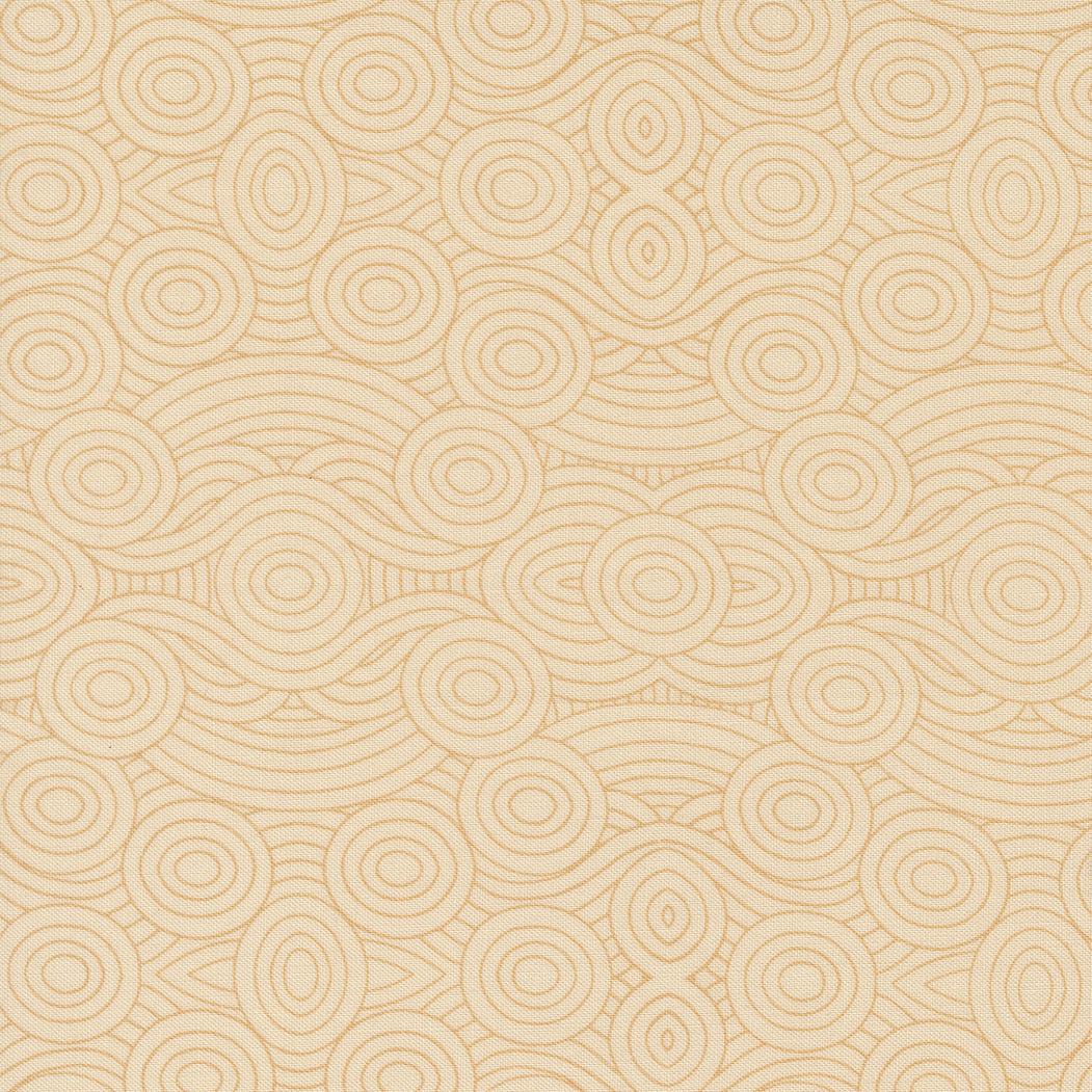 The Henhouse Clouds fabric by Gingiber for Moda Fabrics showcasing hand-drawn barnyard prints with hens, chicks, and eggs in warm, rustic colors