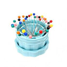 Small Magnetic Pin Cup in Bohemian Blue with lid and travel case holding sewing pins