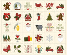 Joyful Gatherings II holiday quilt panel with festive Christmas motifs in red, pine green, and cream by Lisa Bongean