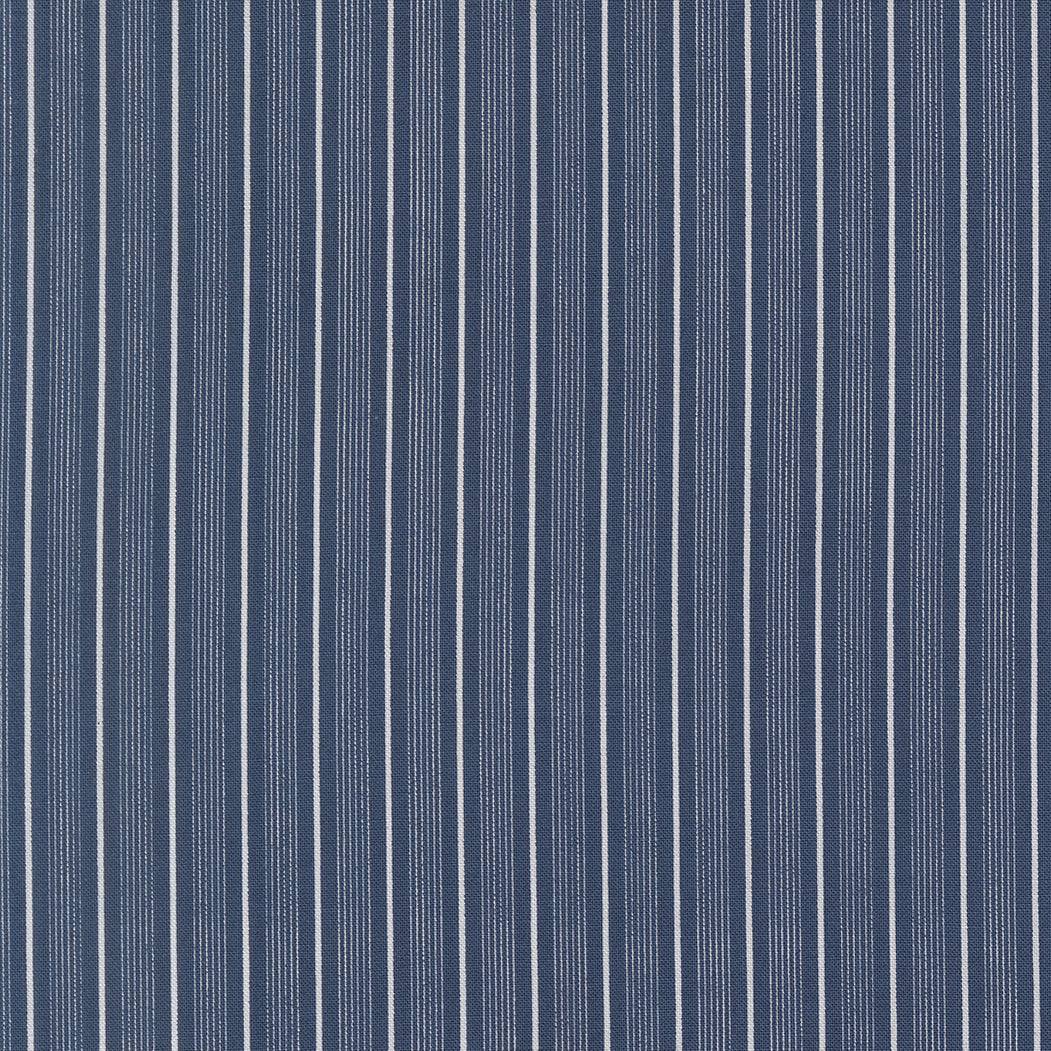 American Gatherings III Pathway Stripes Nautical Blue fabric by Primitive Gatherings for Moda Fabrics with vertical white stripes on blue background