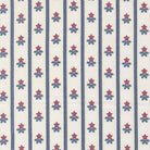 American Gatherings III fabric with red stars and blue bouquet stripes on cloud background by Primitive Gatherings for Moda Fabrics