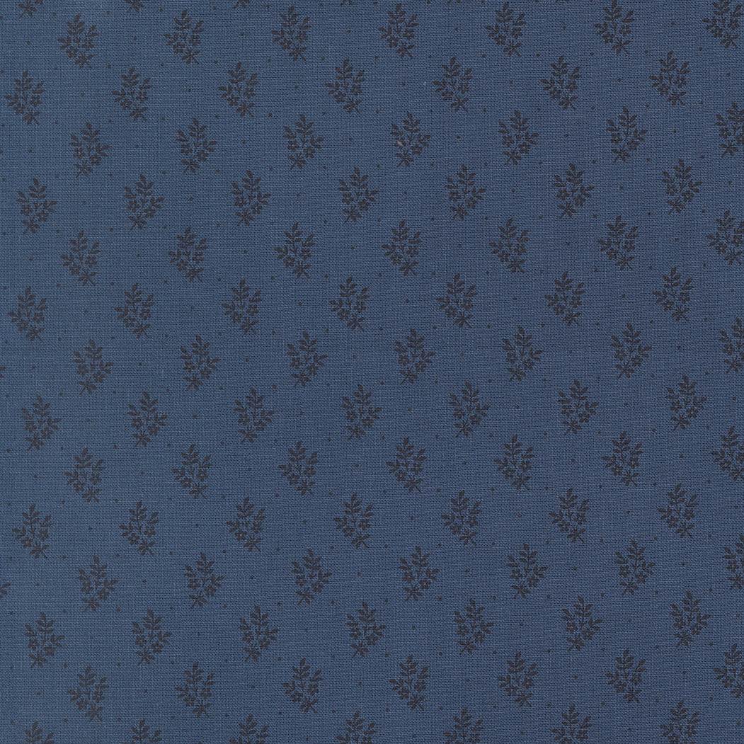 American Gatherings III Flower Sprig pattern fabric in nautical blue by Primitive Gatherings for Moda Fabrics