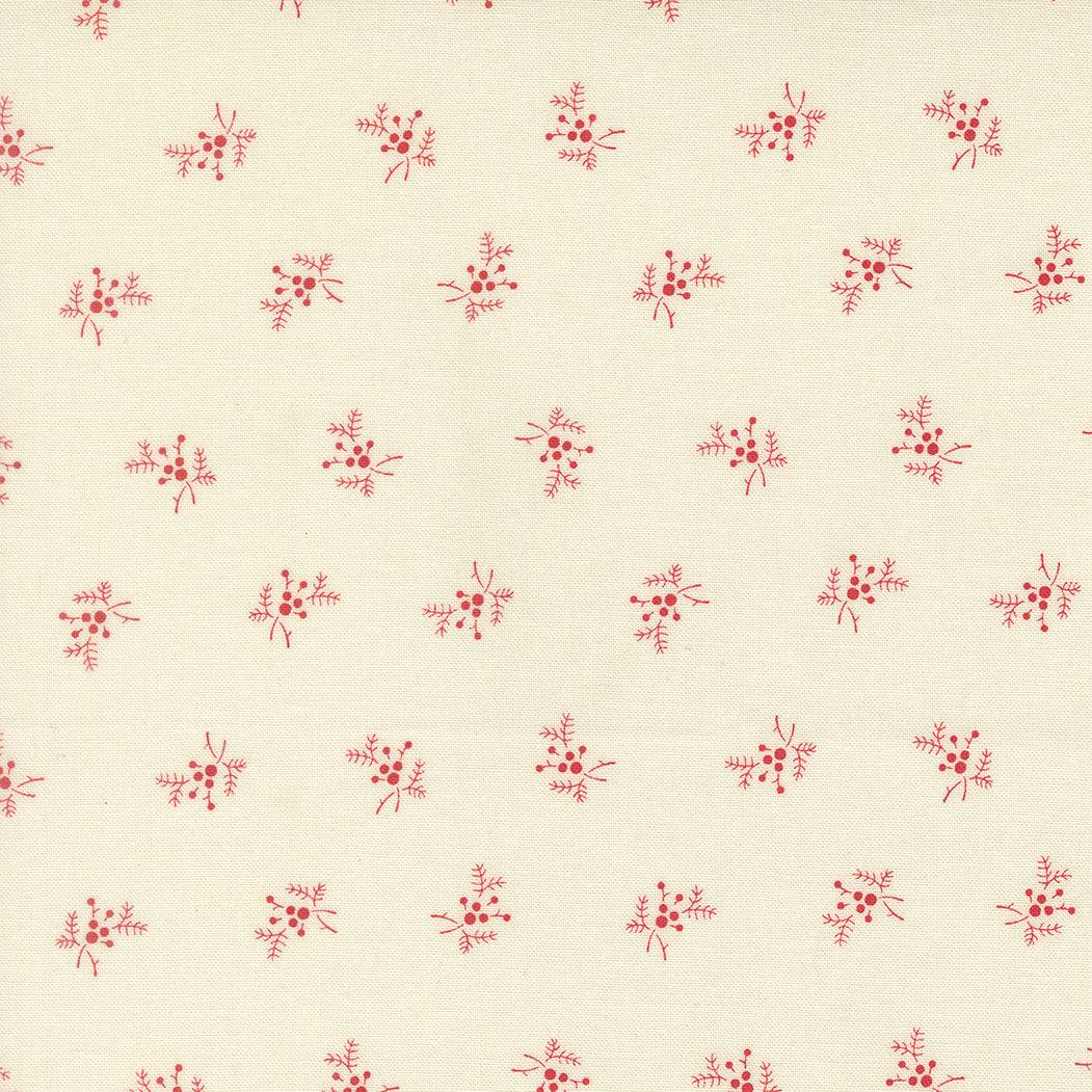 Joyful Gatherings II holiday fabric panel with Christmas motifs in reds, pine greens, and creams by Lisa Bongean