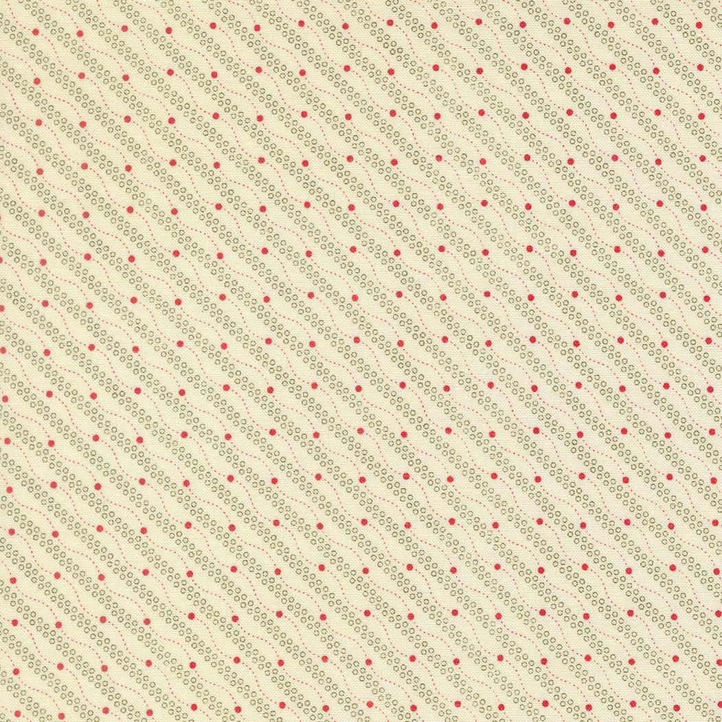 Joyful Gatherings II holiday fabric panel with Christmas motifs in red, green, and cream by Lisa Bongean