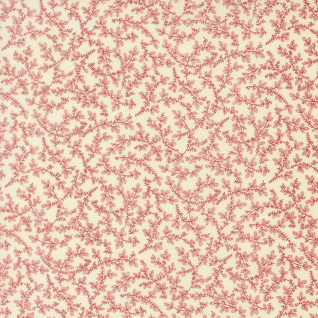 Joyful Gatherings II holiday fabric panel with mistletoe vine in crimson red by Lisa Bongean