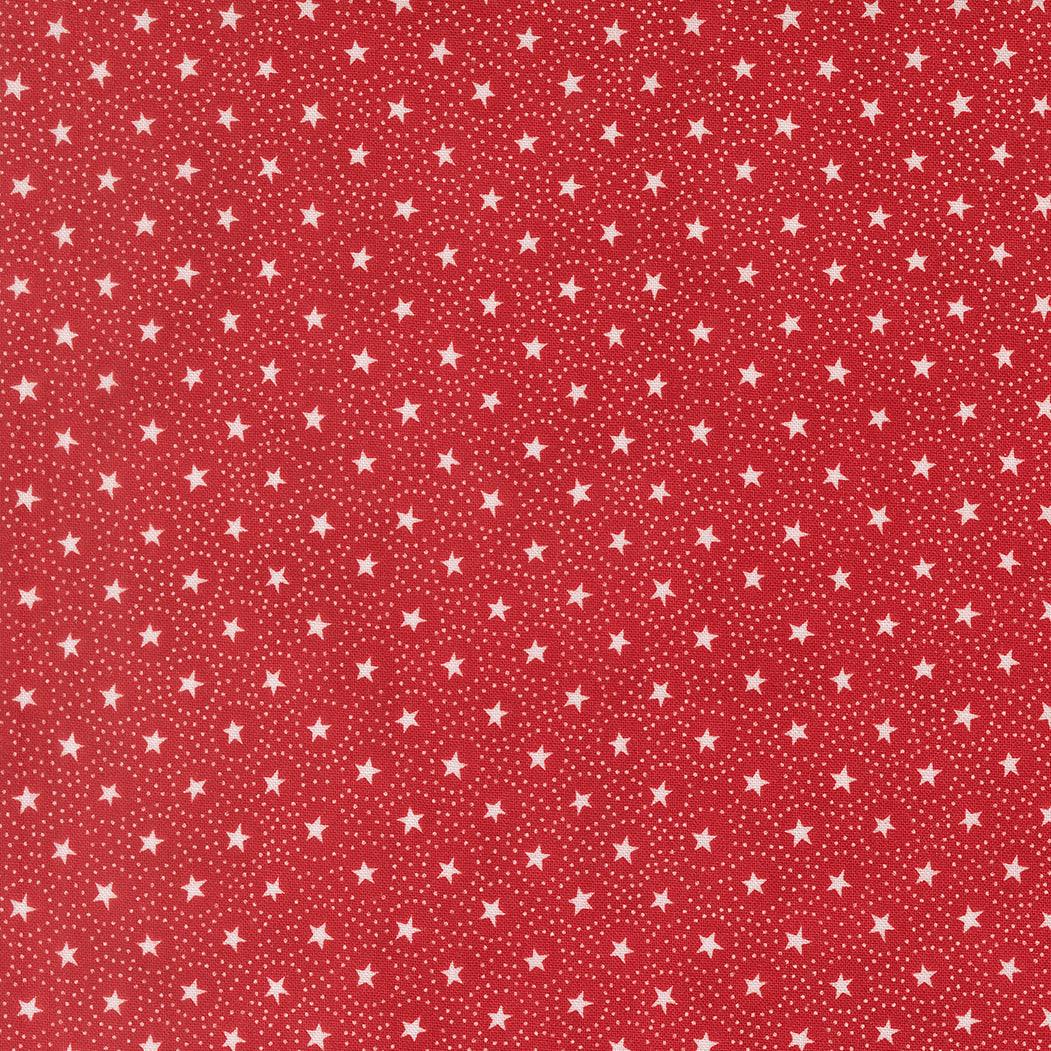 Joyful Gatherings II Circle of Stars Crimson fabric by Lisa Bongean featuring classic red Christmas motifs