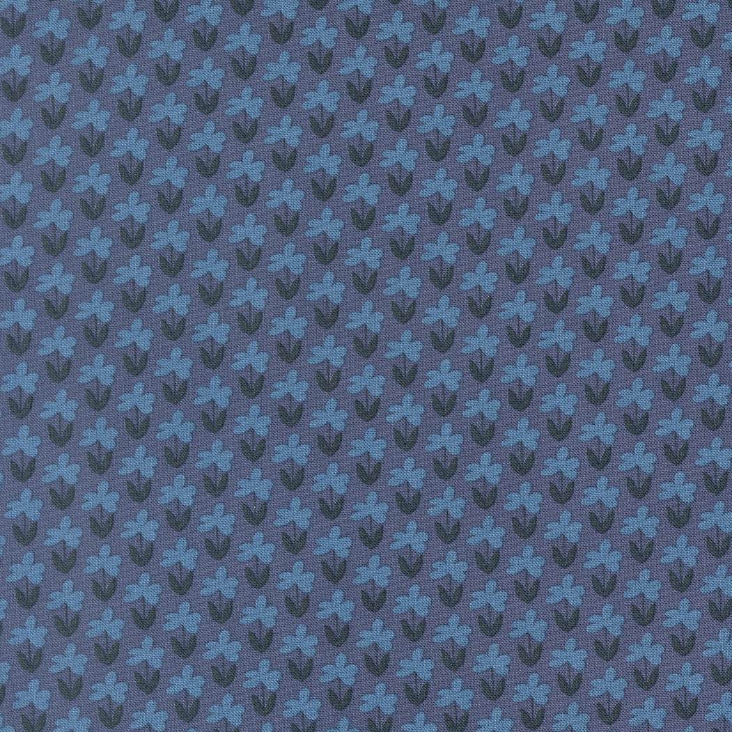 Scenery Meadow Small Floral denim fabric by Elizabeth Hartman for Moda Fabrics with nature-inspired floral print