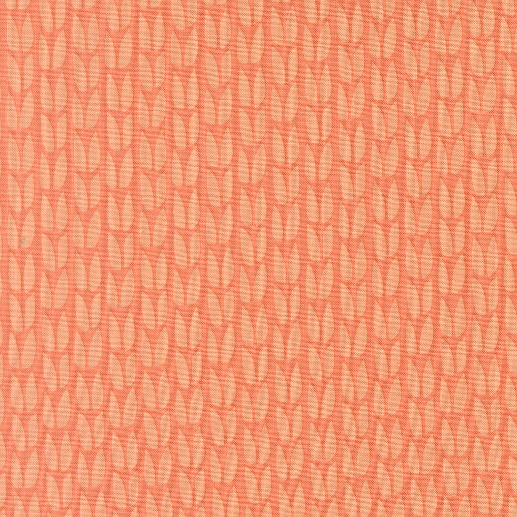 Scenery Sprout Blender Coral fabric by Elizabeth Hartman featuring coral tone-on-tone nature-inspired print from Moda Fabrics