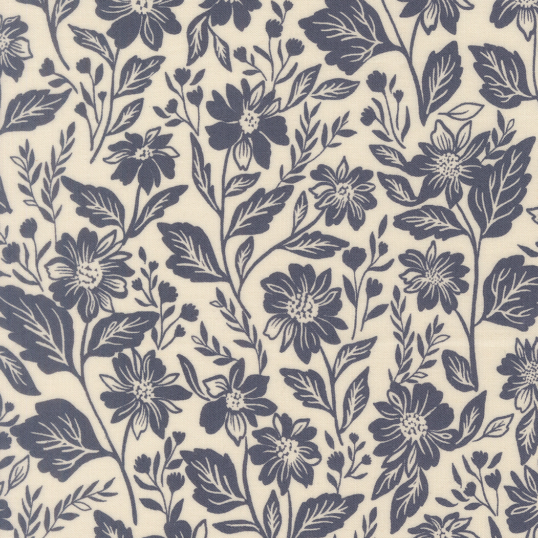 Cream True Love Romance Blooms fabric with vintage floral and bird motifs by Vanessa Goertzen
