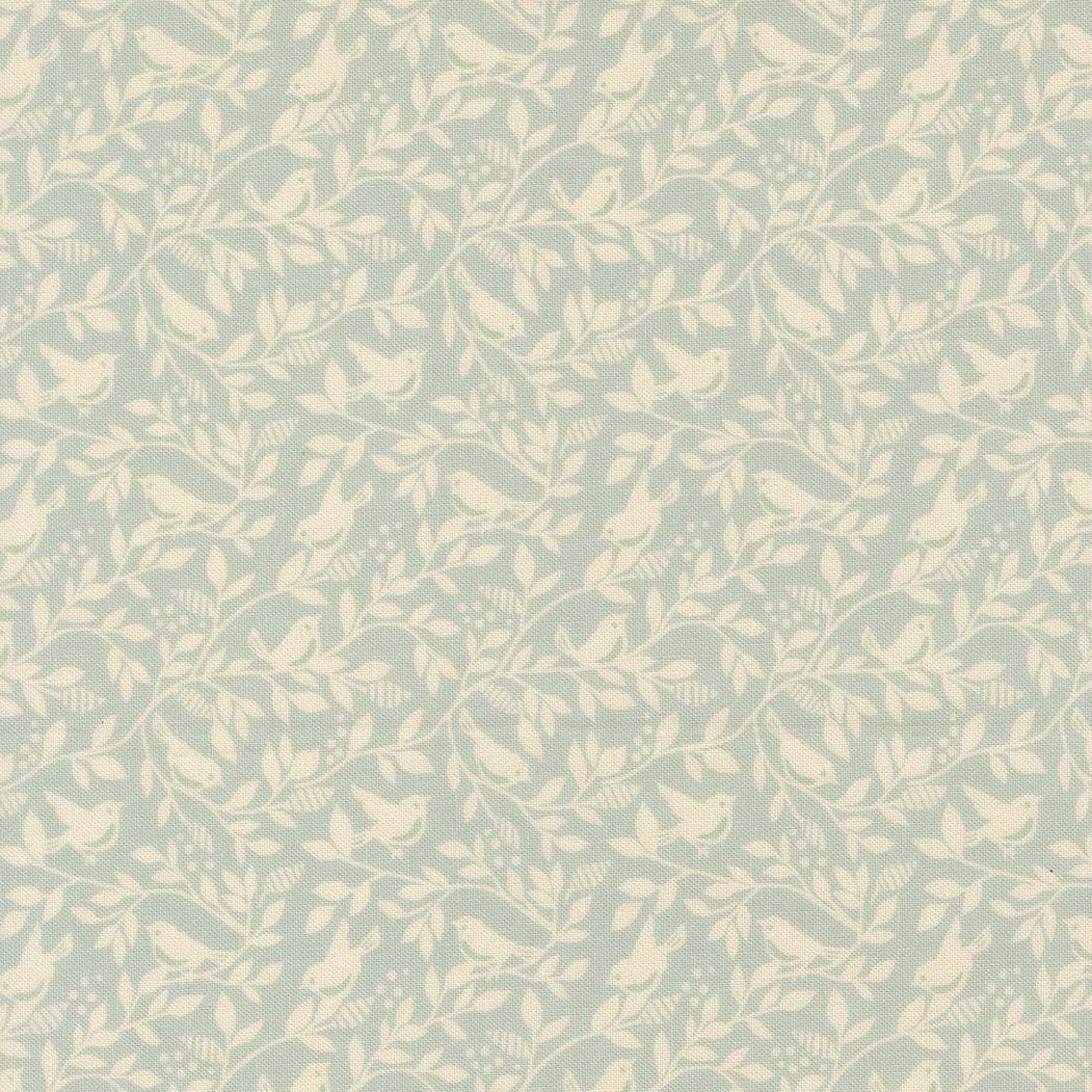 True Love Birds of a Feather robins egg fabric with vintage birds and floral motifs by Vanessa Goertzen