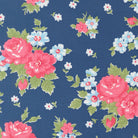 A Cat Named Stitch fabric featuring blooming florals and cabbage rose design by Camille Roskelley for Moda Fabrics