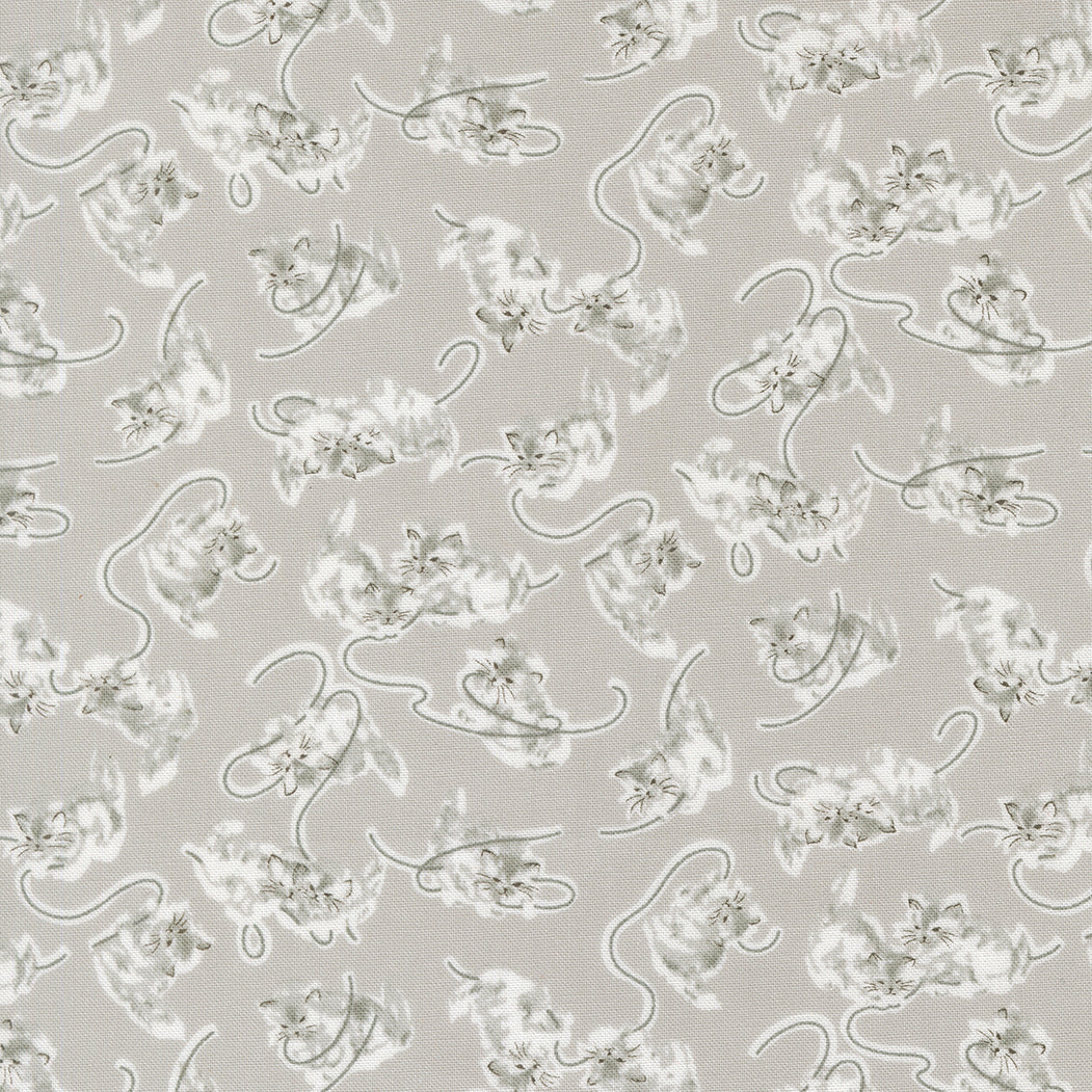 Grey kitten named Stitch from Camille Roskelley's A Cat Named Stitch fabric collection for Moda Fabrics