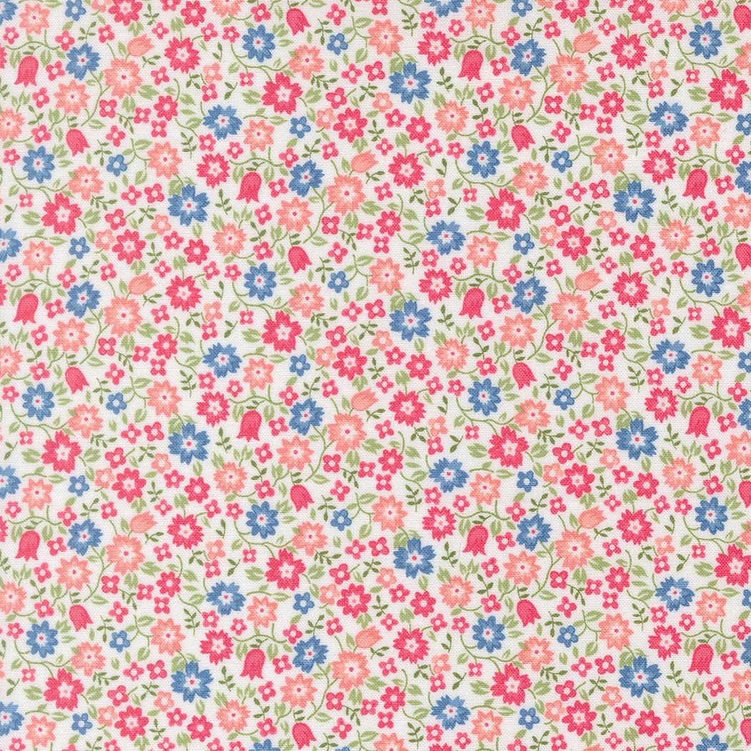 A Cat Named Stitch floral fabric cream by Camille Roskelley Moda Fabrics