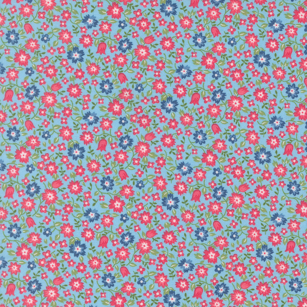 A Cat Named Stitch fabric by Camille Roskelley featuring small floral sky pattern for quilting