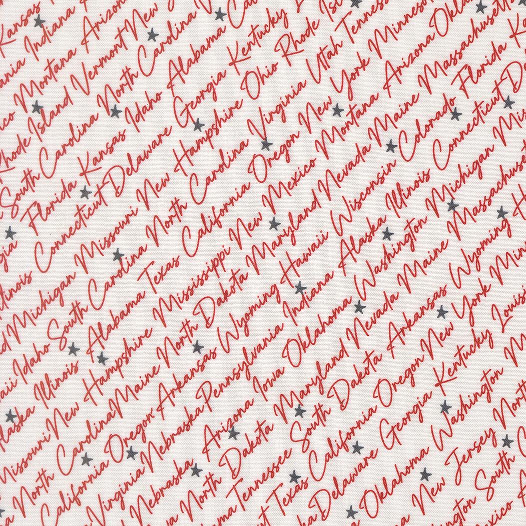 Independence Day patriotic vanilla red fabric by Sweetwater for Moda Fabrics in 1/2 yard increments