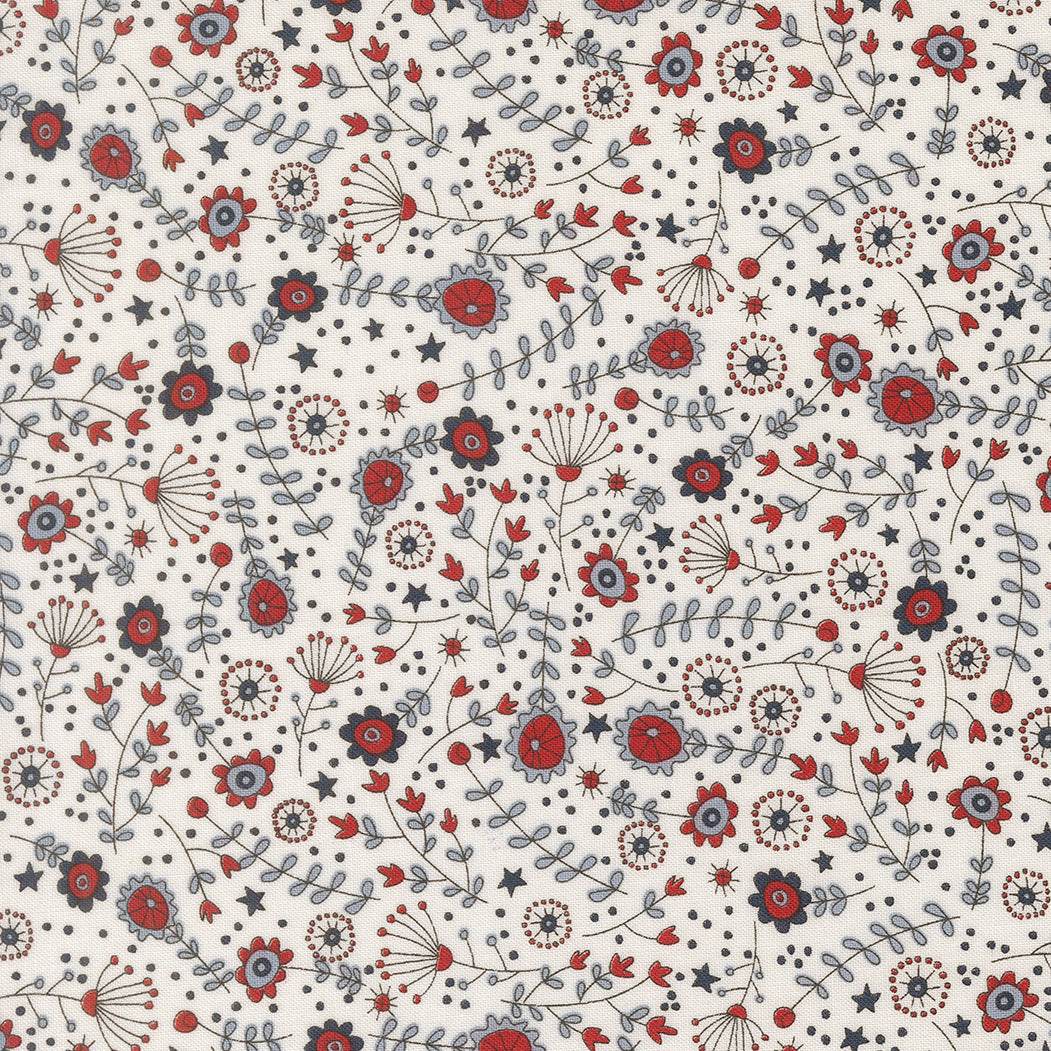 Independence Day themed Meadow Florals Vanilla fabric by Sweetwater for Moda Fabrics sold in 1/2 yard increments