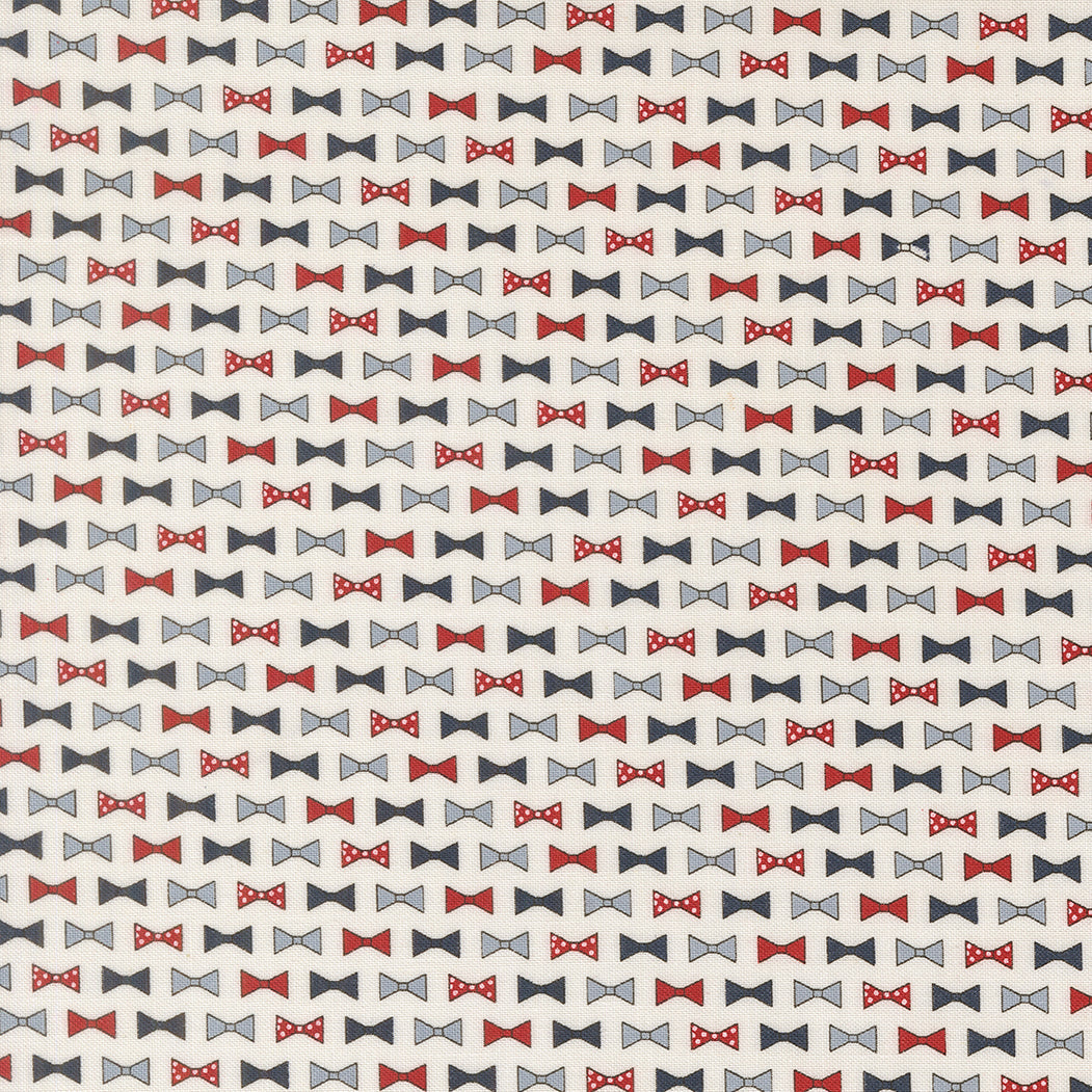 Independence Day themed bowtie fabric by Sweetwater for Moda Fabrics in vanilla color, sold by half-yard increments