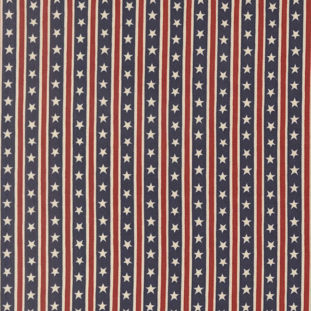 America 250 Years patriotic fabric with stars and stripes in blue by Deb Strain for Moda Fabrics