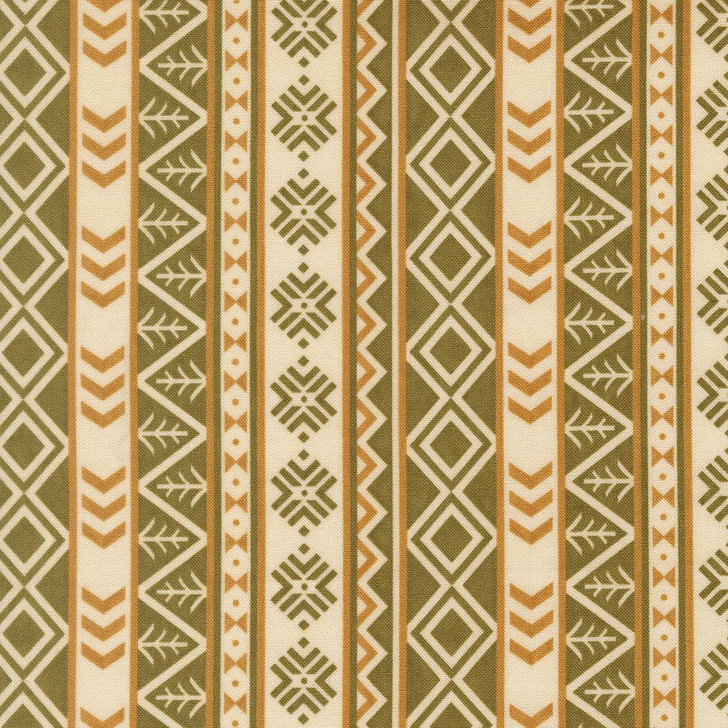 Northwoods Lodge Northwest Stripes fabric by Deb Strain featuring natural pine tree and animal designs in earth tones