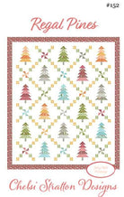 Regal Pines pattern quilt by Chelsi Stratton showing pine tree design in rich colors