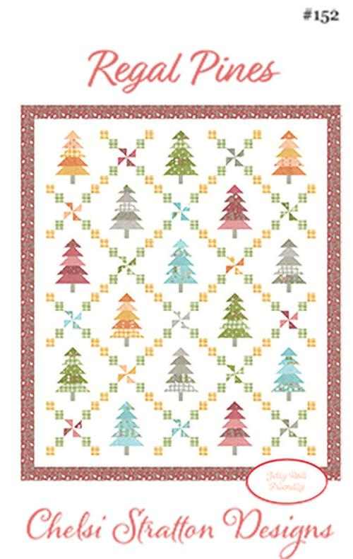 Regal Pines pattern quilt by Chelsi Stratton showing pine tree design in rich colors